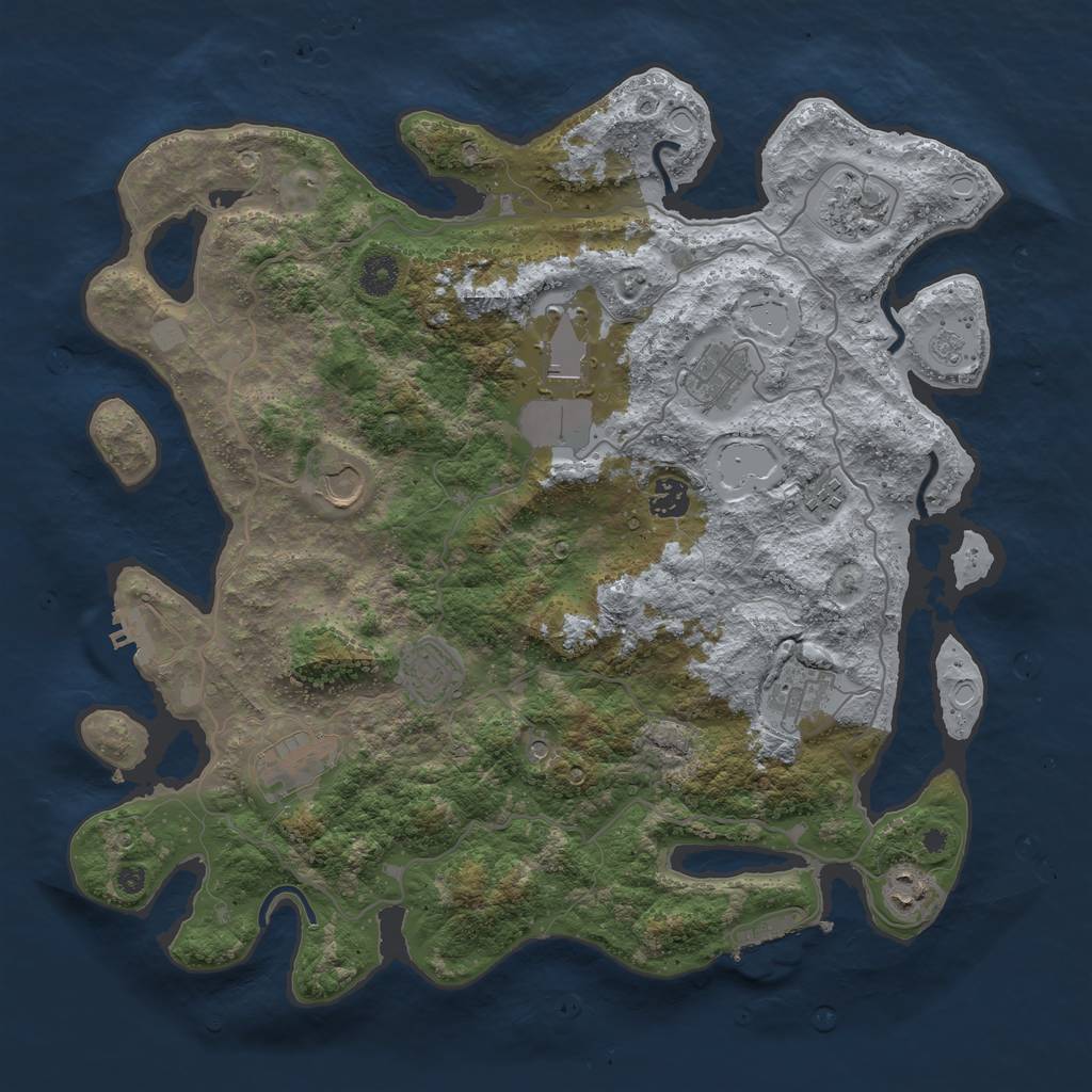 Rust Map: Procedural Map, Size: 4000, Seed: 1677290495, 19 Monuments