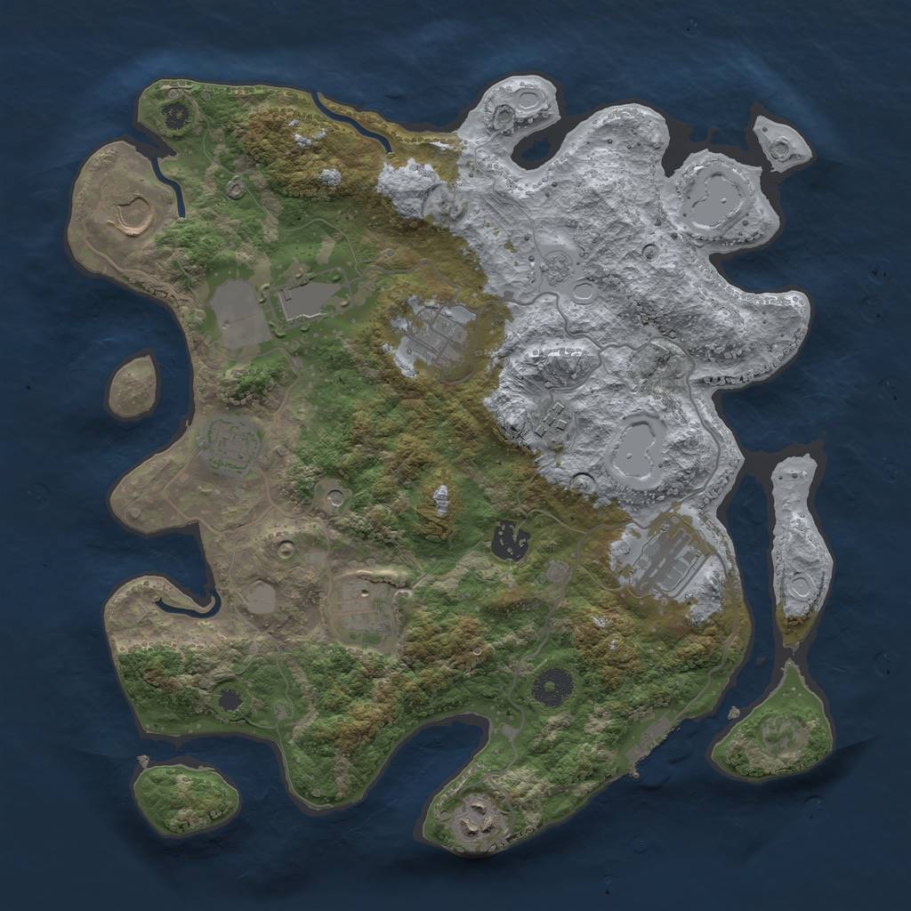 Rust Map: Procedural Map, Size: 3500, Seed: 29998028, 17 Monuments