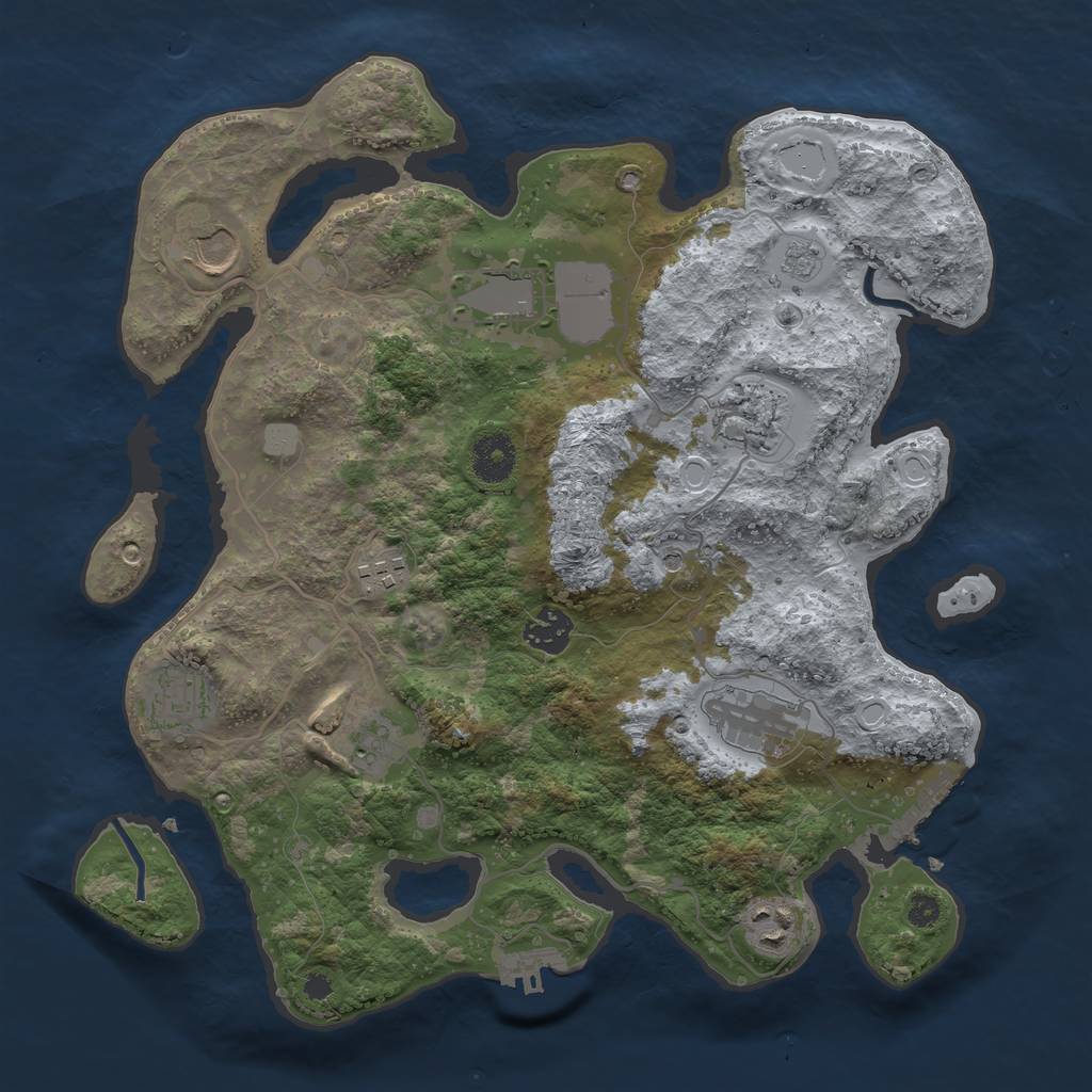 Rust Map: Procedural Map, Size: 3500, Seed: 29034125, 18 Monuments