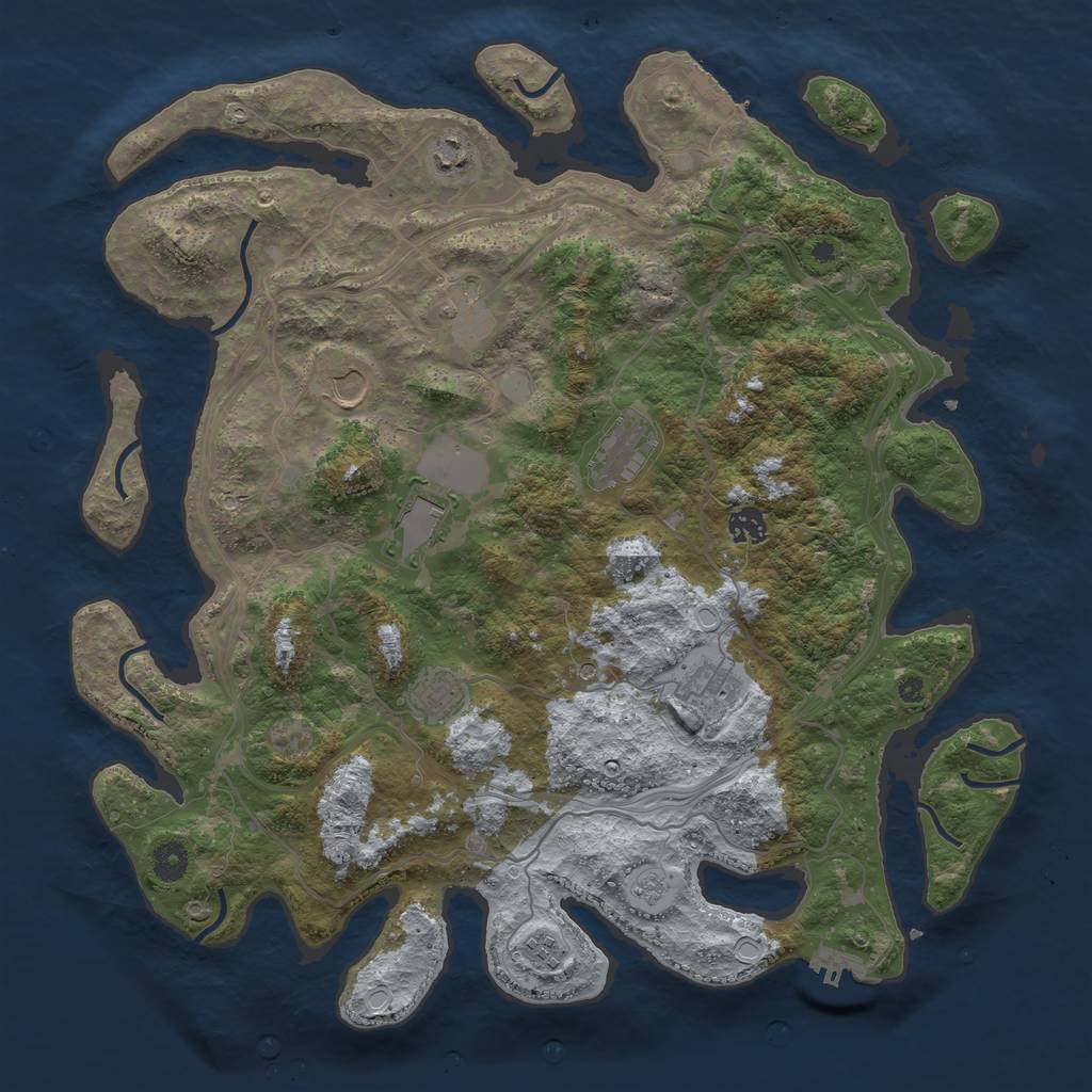 Rust Map: Procedural Map, Size: 4250, Seed: 991795555, 18 Monuments