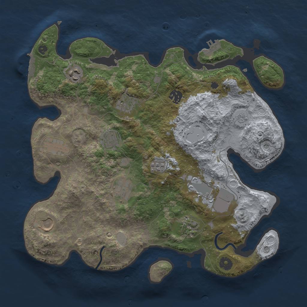 Rust Map: Procedural Map, Size: 3500, Seed: 41401428, 19 Monuments