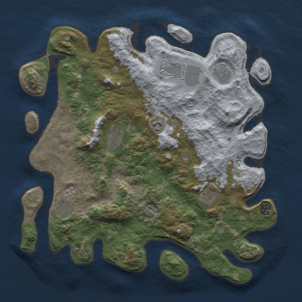 Rust Map: Barren, Size: 4000, Seed: 153, 11 Monuments