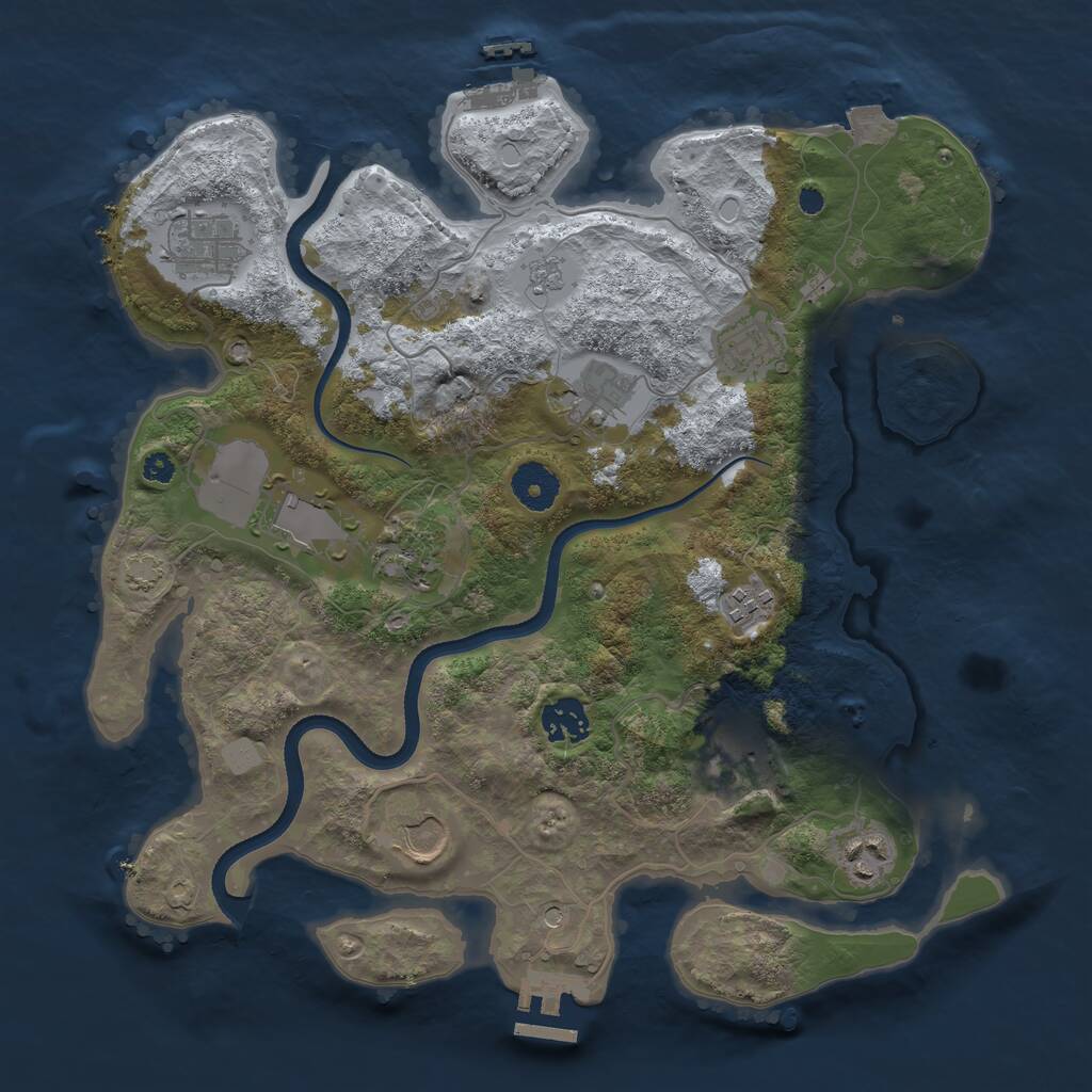 Rust Map: Procedural Map, Size: 3500, Seed: 50776772, 16 Monuments