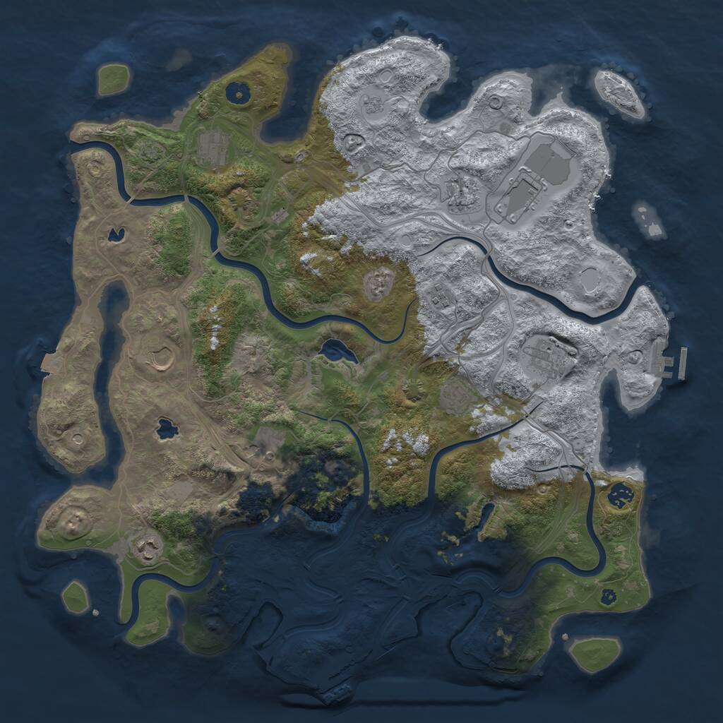 Rust Map: Procedural Map, Size: 4500, Seed: 1827189184, 16 Monuments