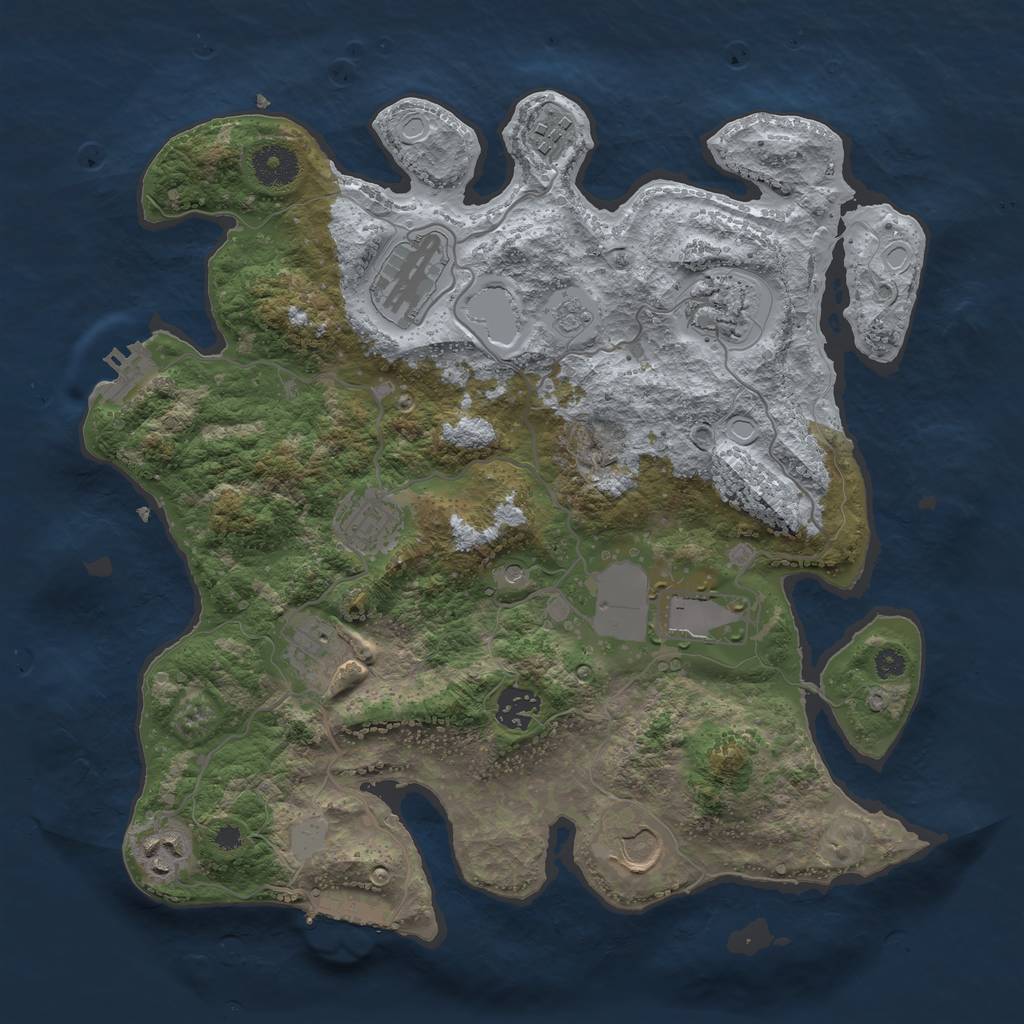 Rust Map: Procedural Map, Size: 3500, Seed: 13276121, 18 Monuments