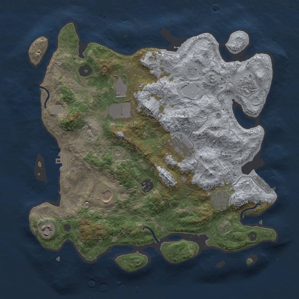 Rust Map: Procedural Map, Size: 3550, Seed: 735435935, 16 Monuments
