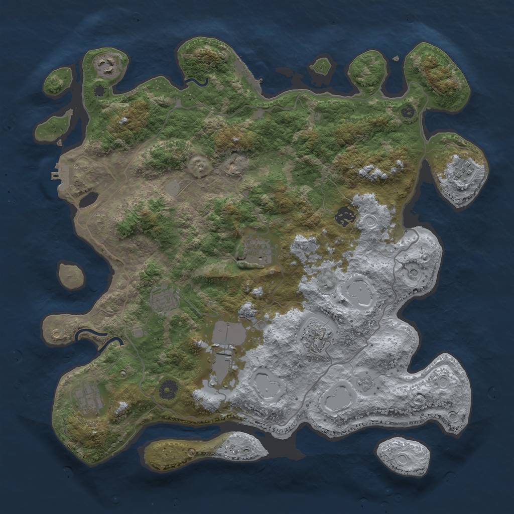 Rust Map: Procedural Map, Size: 4000, Seed: 487330282, 17 Monuments