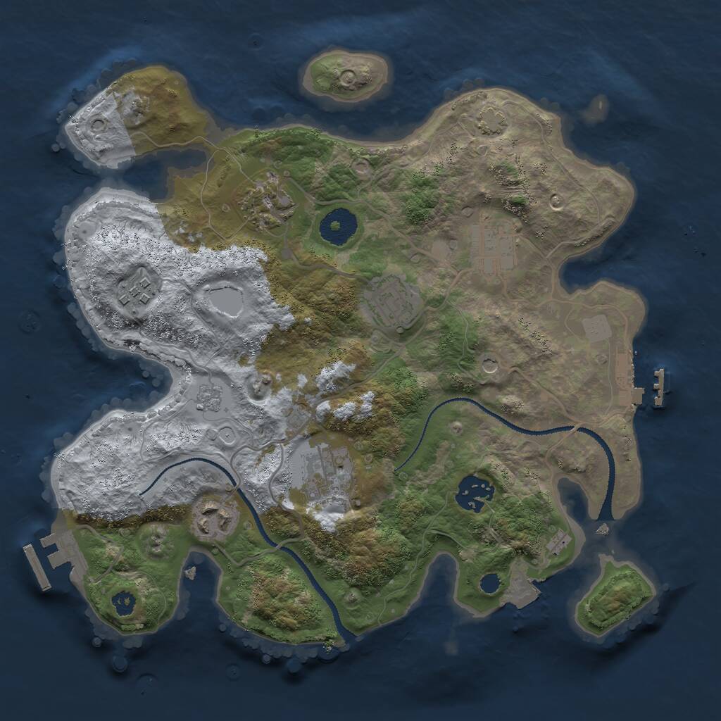 Rust Map: Procedural Map, Size: 3000, Seed: 407445286, 13 Monuments
