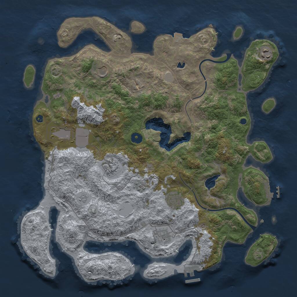 Rust Map: Procedural Map, Size: 4000, Seed: 2101701219, 13 Monuments