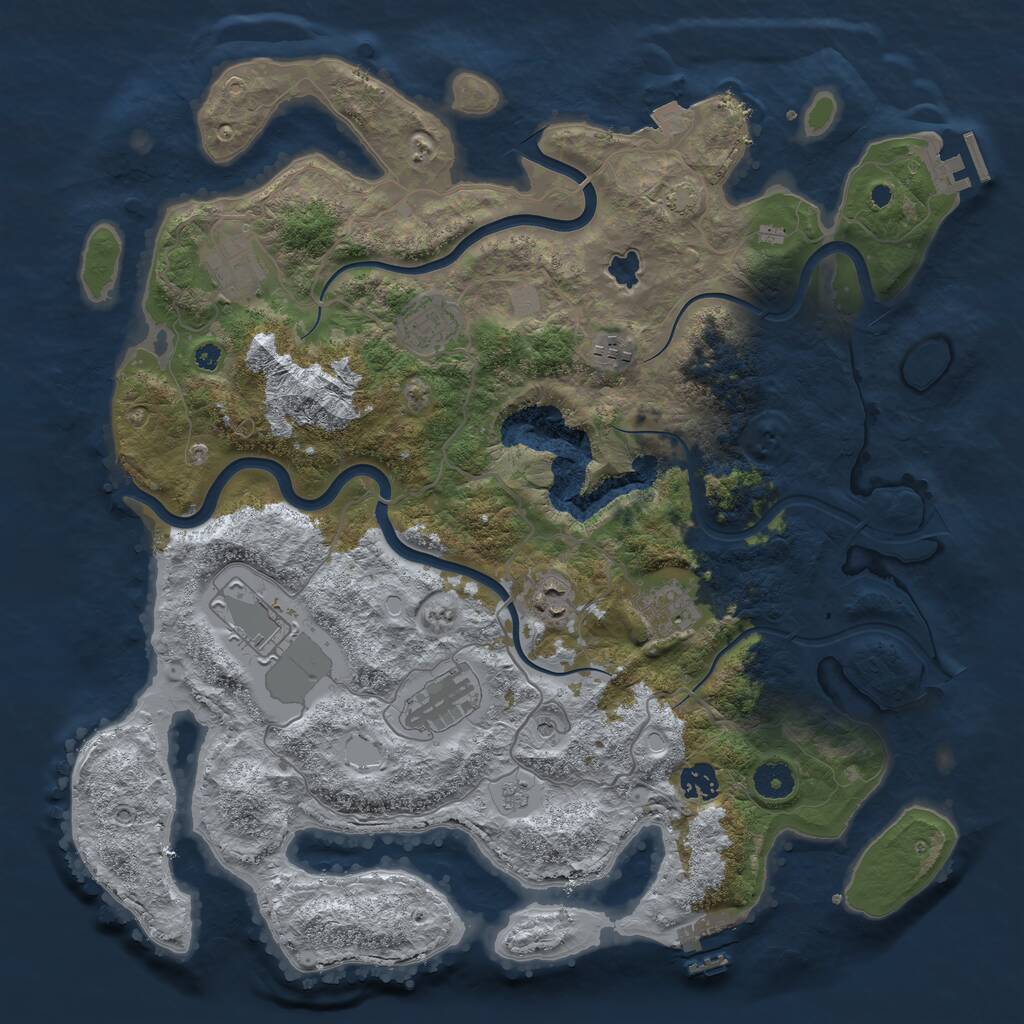 Rust Map: Procedural Map, Size: 4000, Seed: 2101701219, 14 Monuments