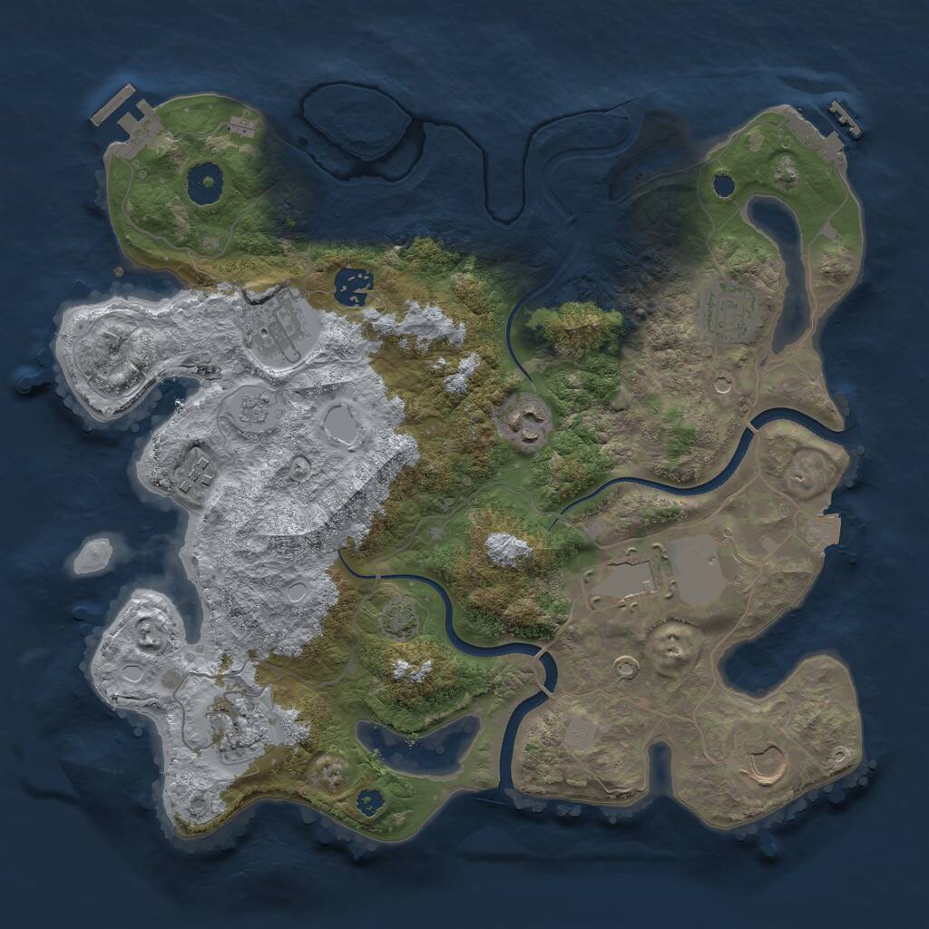 Rust Map: Procedural Map, Size: 3500, Seed: 83905742, 14 Monuments