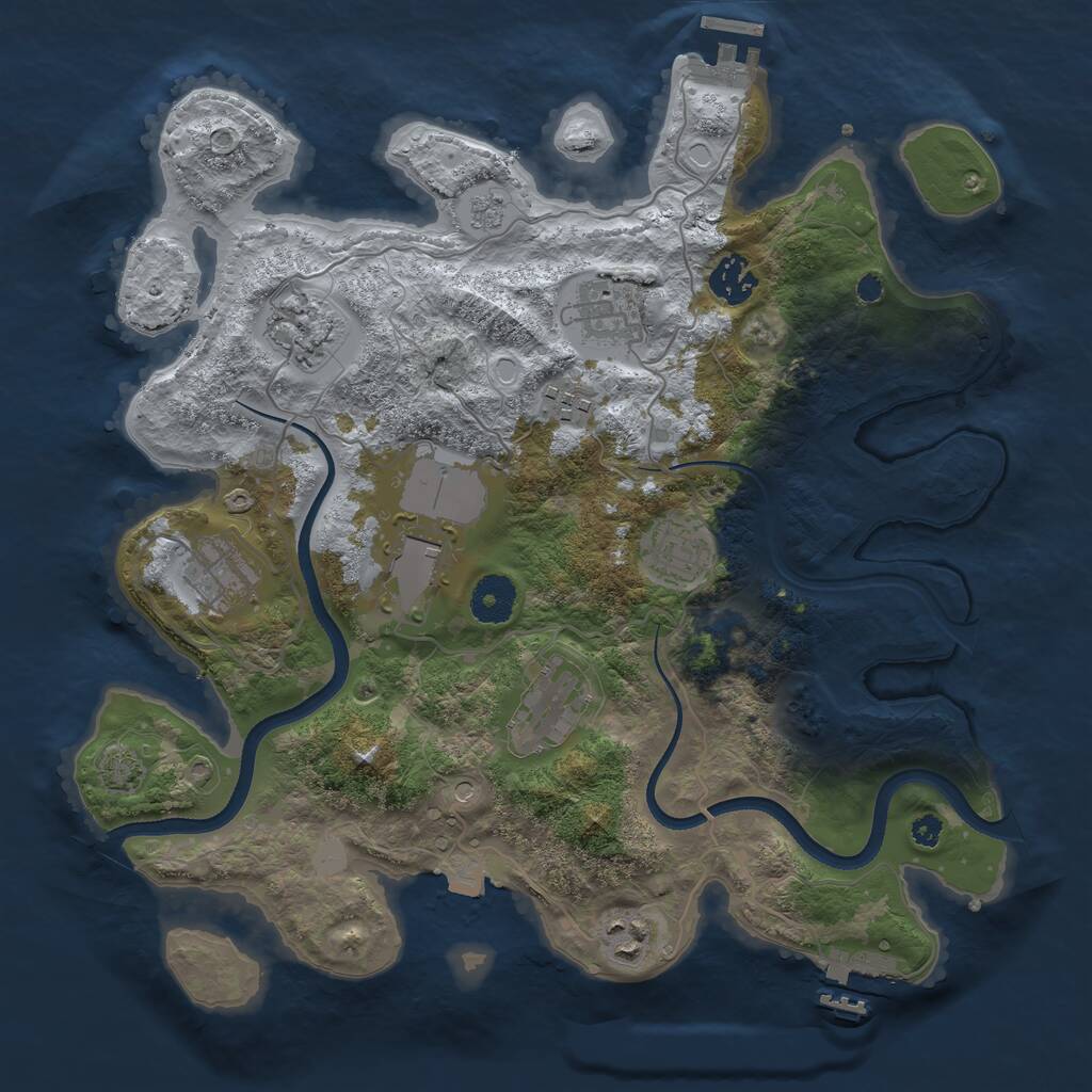 Rust Map: Procedural Map, Size: 3500, Seed: 22776, 15 Monuments