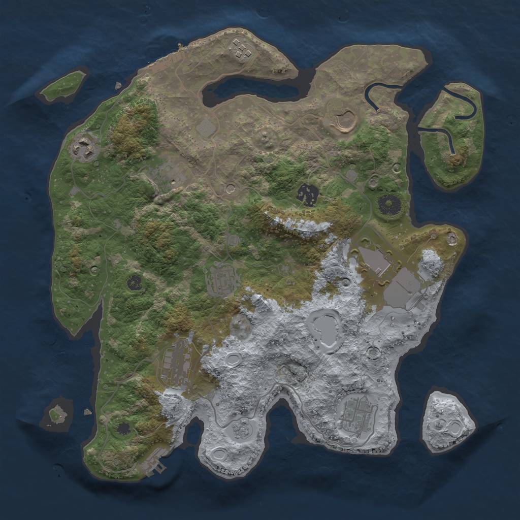 Rust Map: Procedural Map, Size: 3500, Seed: 63488344, 18 Monuments