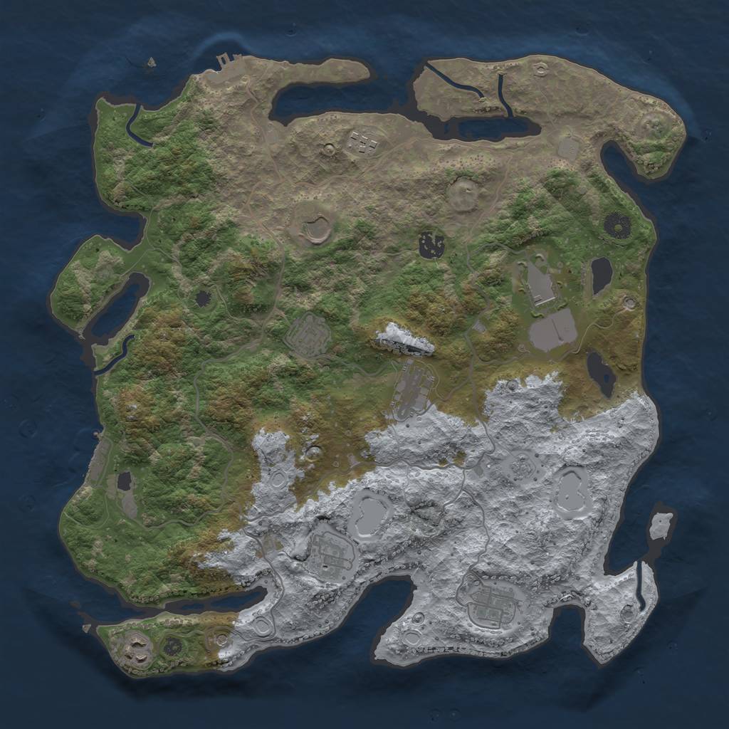 Rust Map: Procedural Map, Size: 4000, Seed: 1096661266, 18 Monuments