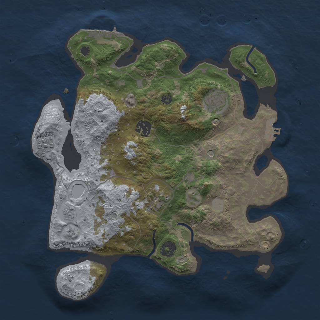 Rust Map: Procedural Map, Size: 3000, Seed: 1390767701, 13 Monuments