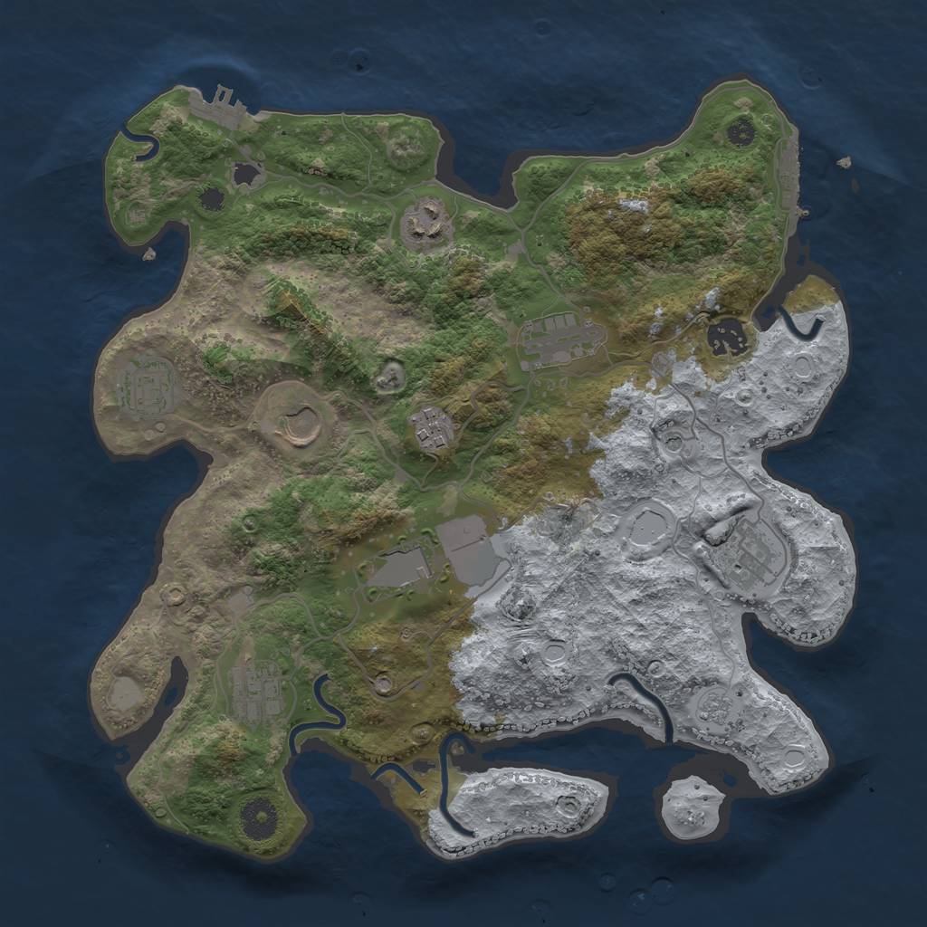 Rust Map: Procedural Map, Size: 3500, Seed: 35554230, 18 Monuments