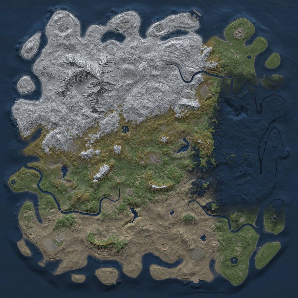 Rust Map: Procedural Map, Size: 6000, Seed: 888, 17 Monuments