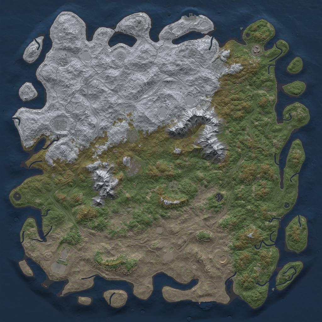 Rust Map: Procedural Map, Size: 6000, Seed: 888, 20 Monuments