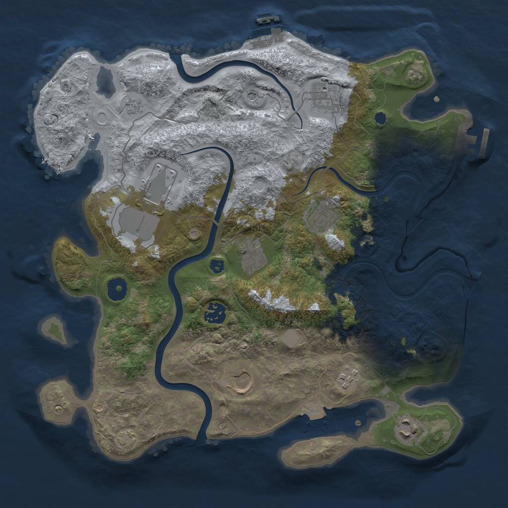 Rust Map: Procedural Map, Size: 3500, Seed: 94986533, 14 Monuments