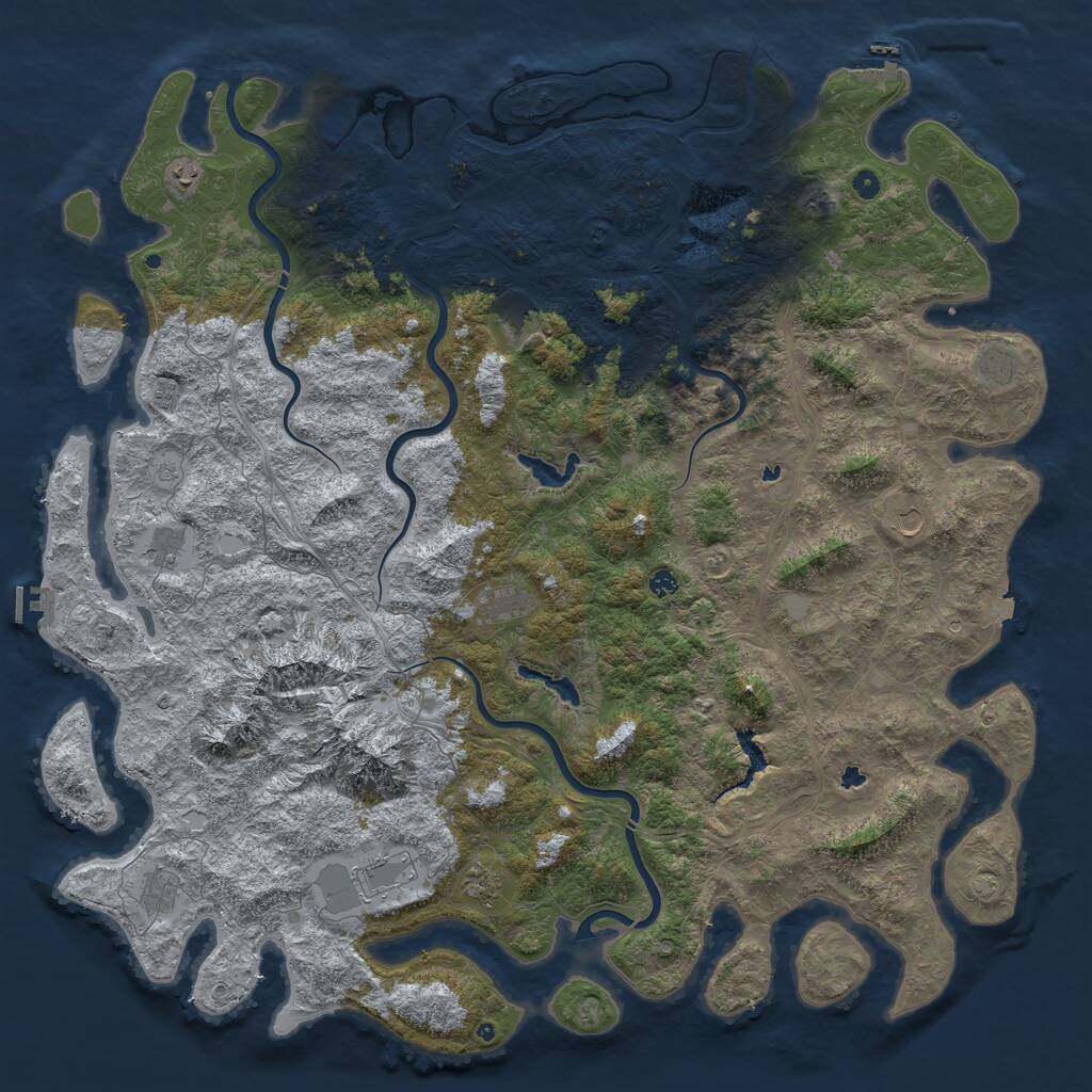 Rust Map: Procedural Map, Size: 6000, Seed: 898159775, 17 Monuments