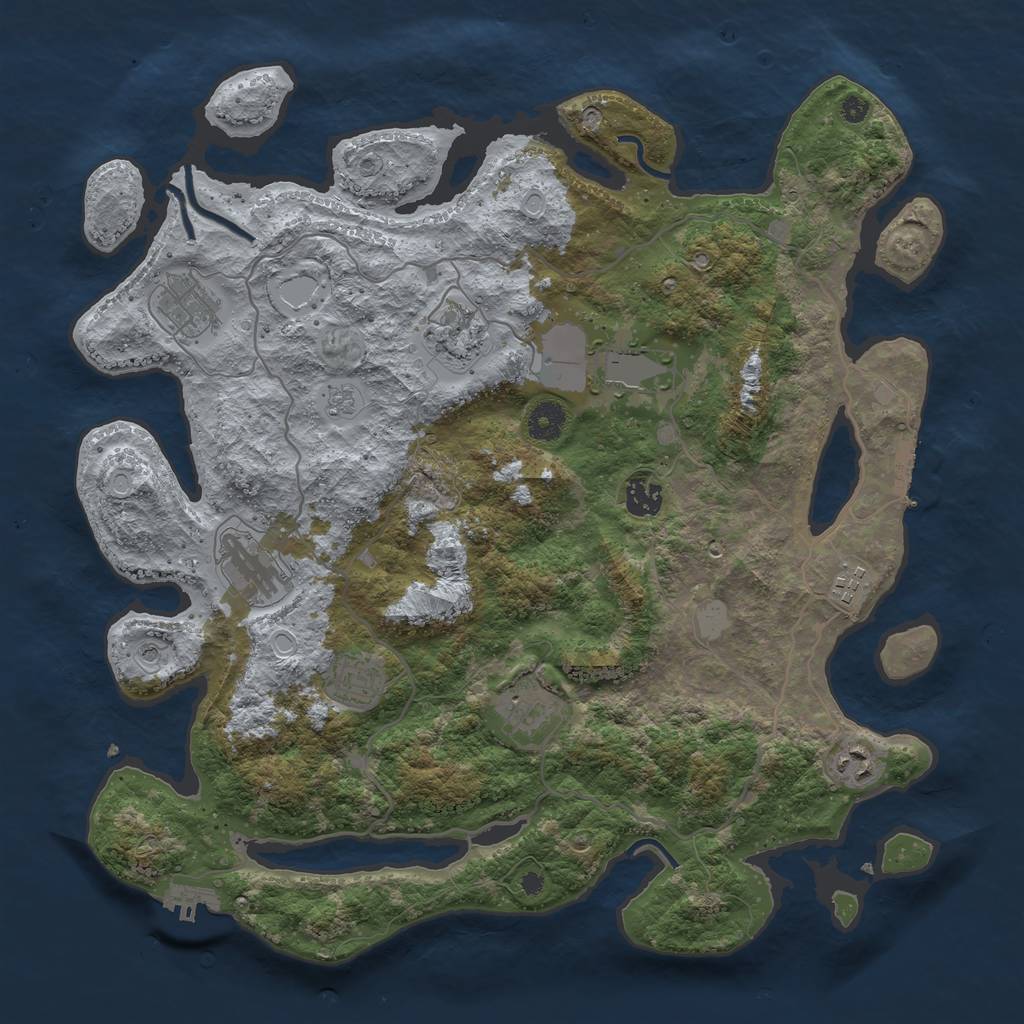 Rust Map: Procedural Map, Size: 4000, Seed: 120512, 18 Monuments