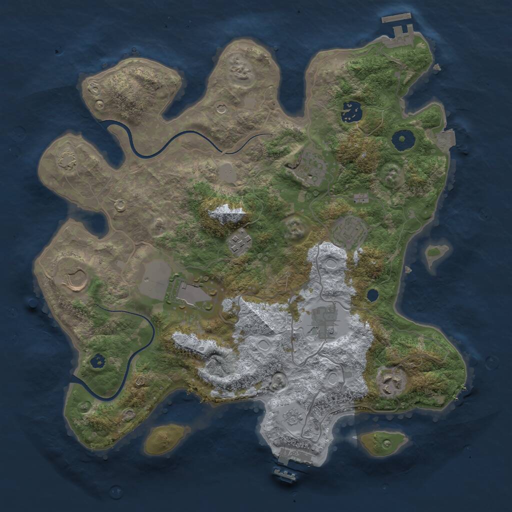 Rust Map: Procedural Map, Size: 3500, Seed: 55634322, 14 Monuments