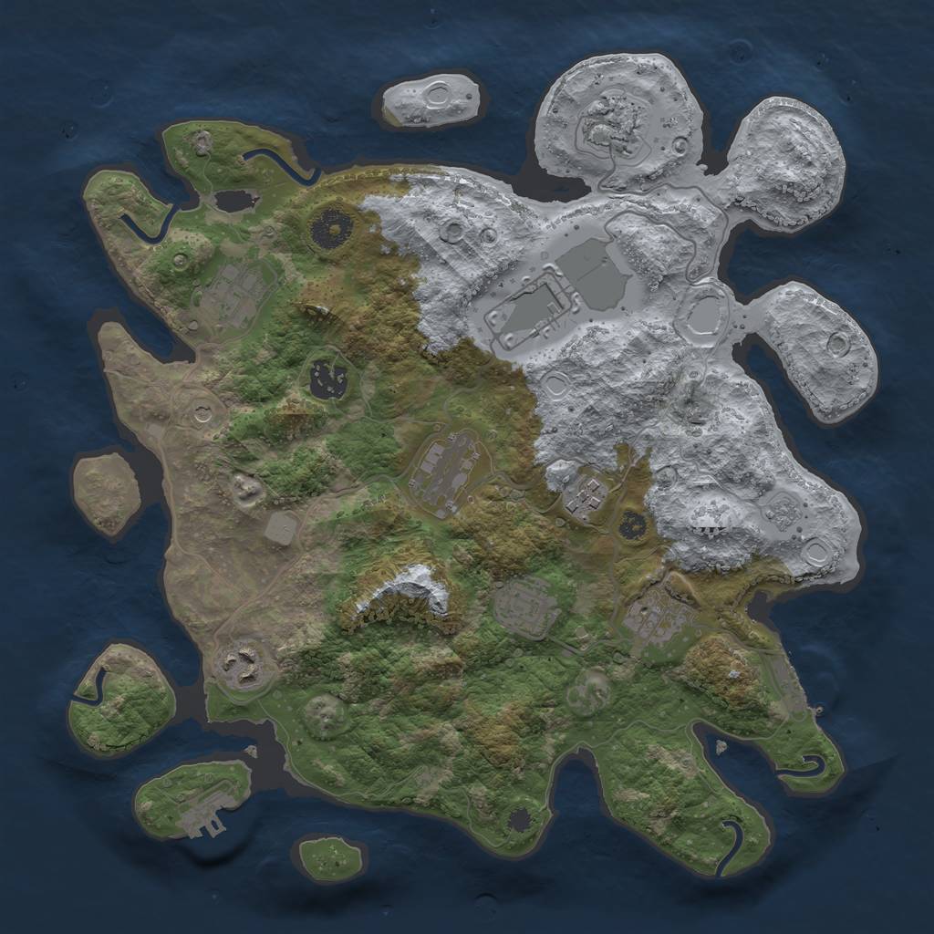 Rust Map: Procedural Map, Size: 3500, Seed: 6698627, 18 Monuments