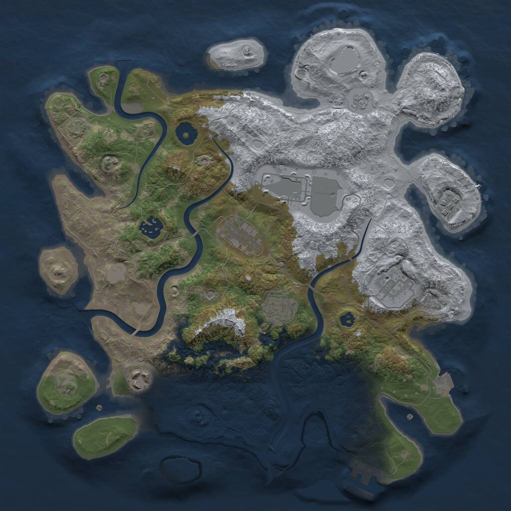 Rust Map: Procedural Map, Size: 3500, Seed: 6698627, 12 Monuments