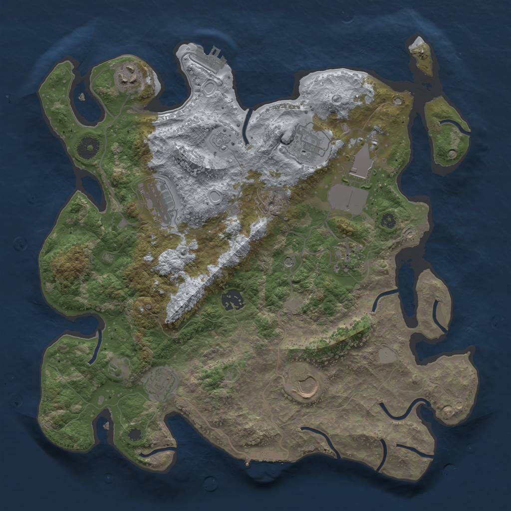 Rust Map: Procedural Map, Size: 3500, Seed: 1121131840, 17 Monuments