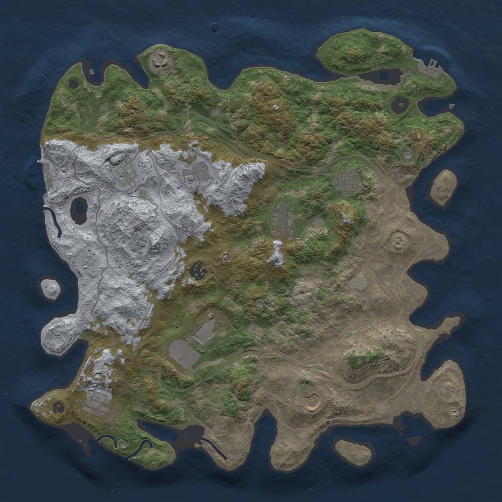 Rust Map: Procedural Map, Size: 4300, Seed: 695364220, 19 Monuments