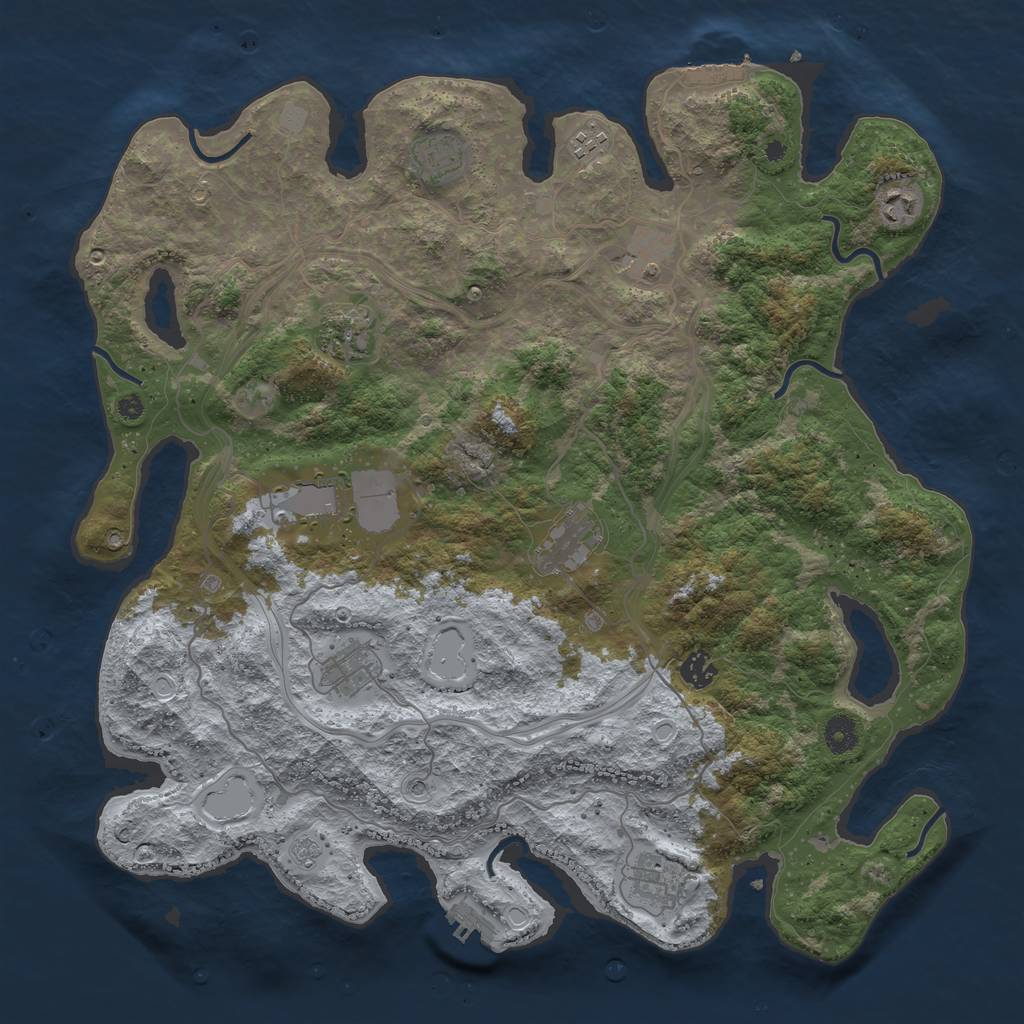 Rust Map: Procedural Map, Size: 4250, Seed: 393052956, 19 Monuments