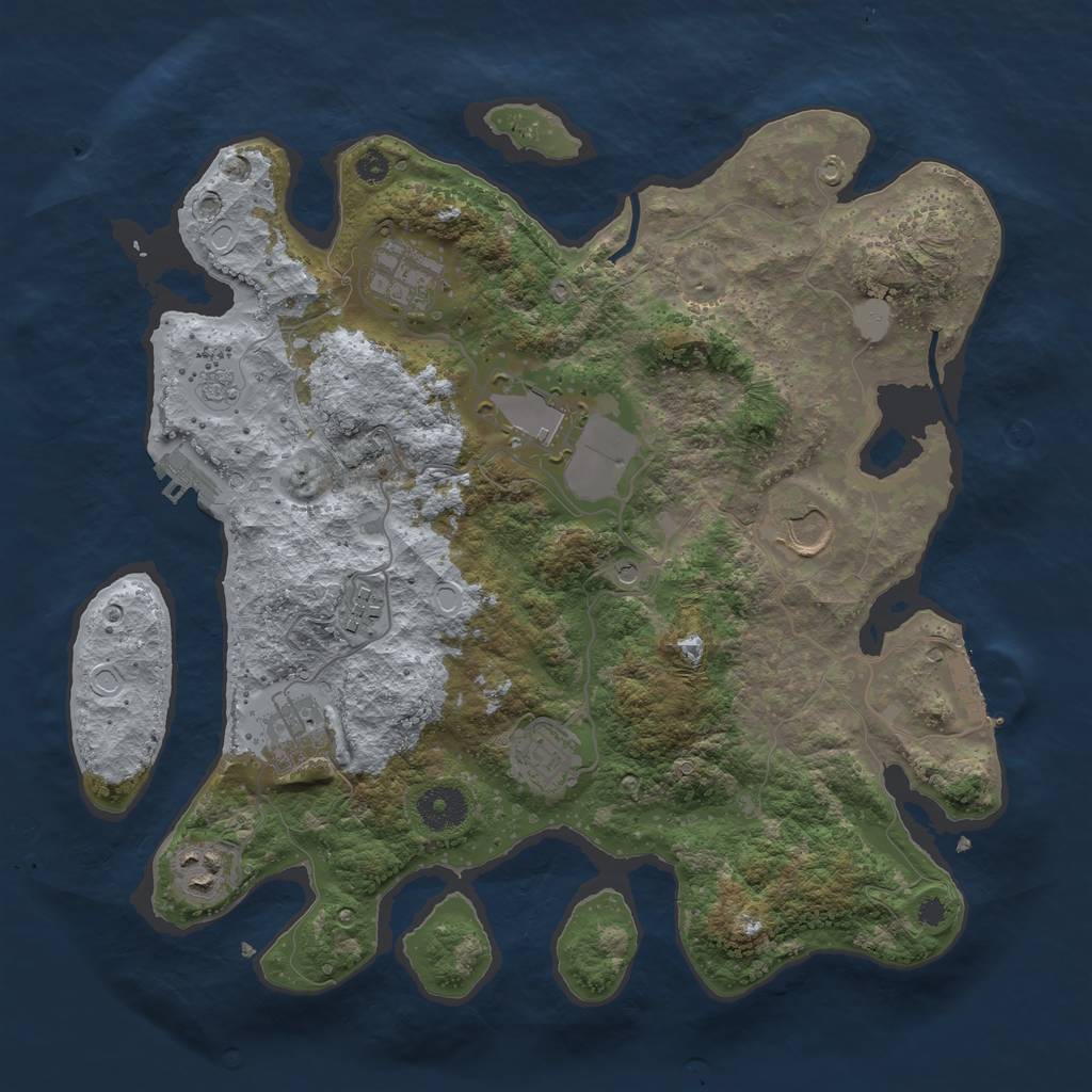 Rust Map: Procedural Map, Size: 3500, Seed: 647760782, 16 Monuments