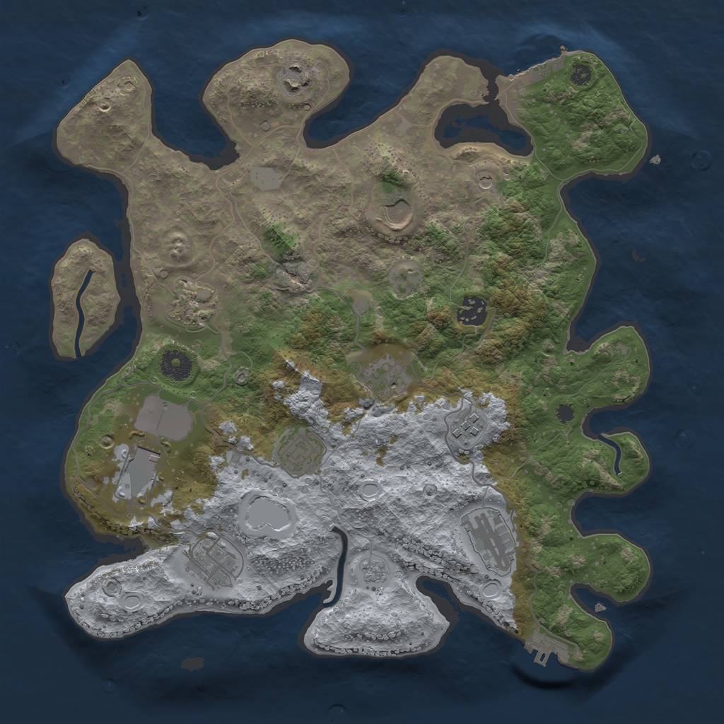 Rust Map: Procedural Map, Size: 3500, Seed: 994377281, 19 Monuments