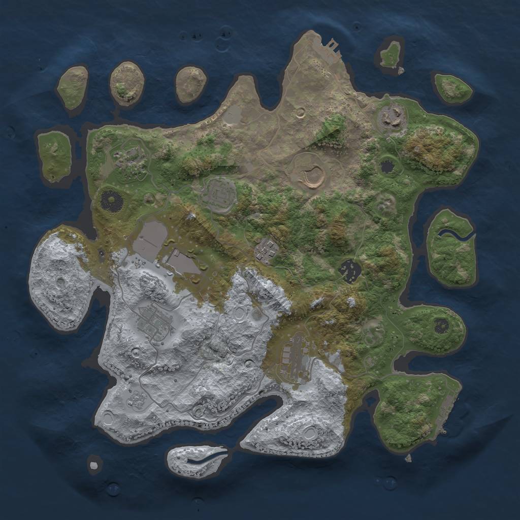 Rust Map: Procedural Map, Size: 3500, Seed: 25897, 17 Monuments