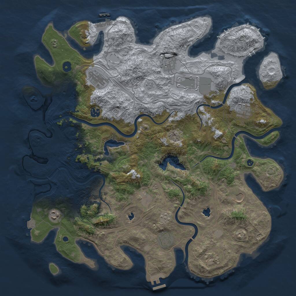 Rust Map: Procedural Map, Size: 4500, Seed: 838424009, 17 Monuments