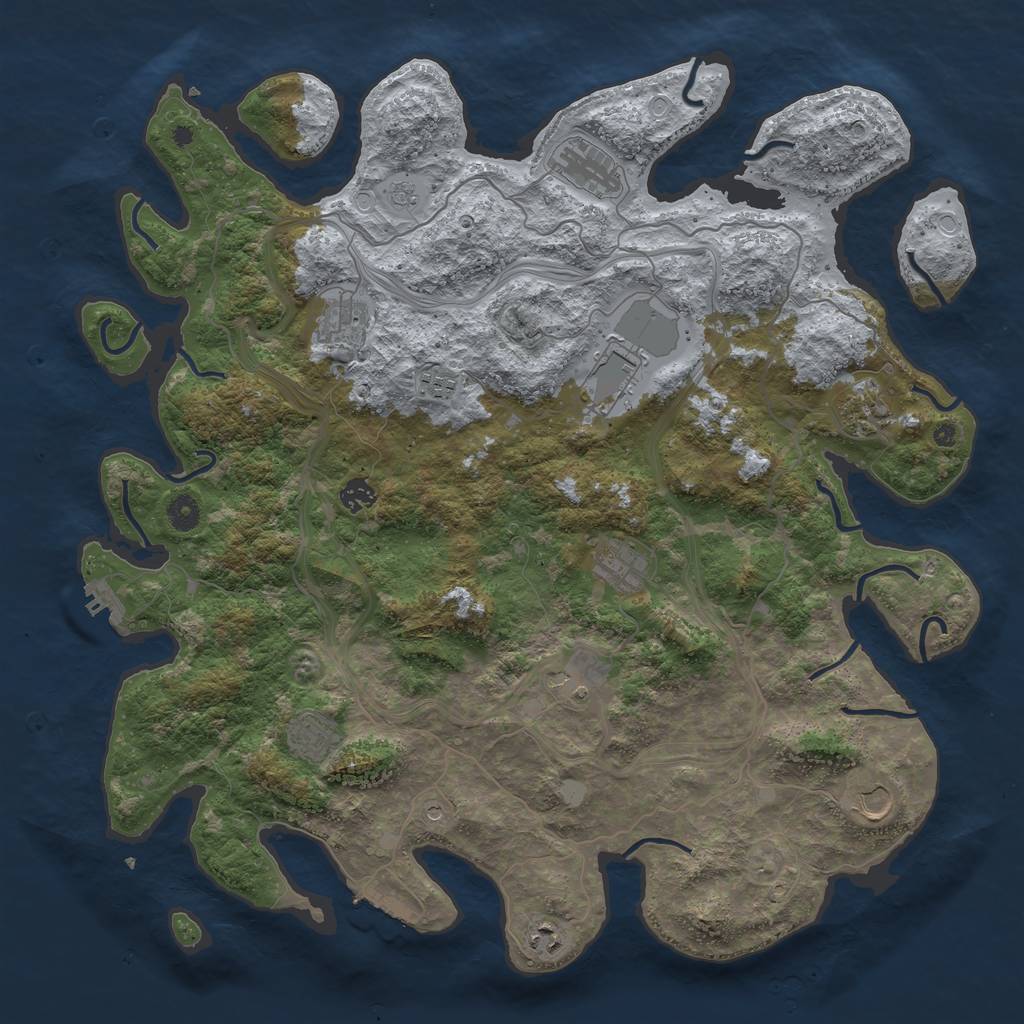 Rust Map: Procedural Map, Size: 4500, Seed: 838424009, 20 Monuments