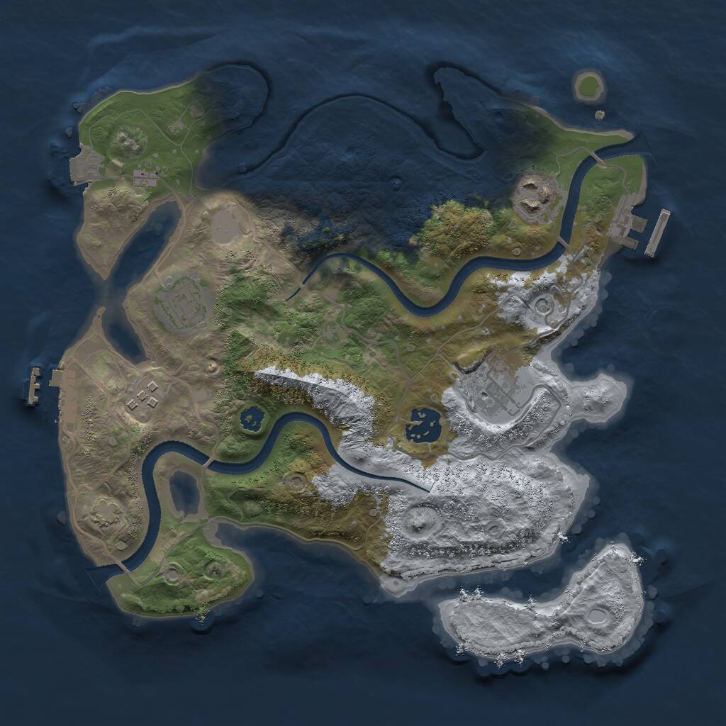 Rust Map: Procedural Map, Size: 3000, Seed: 1720124154, 10 Monuments