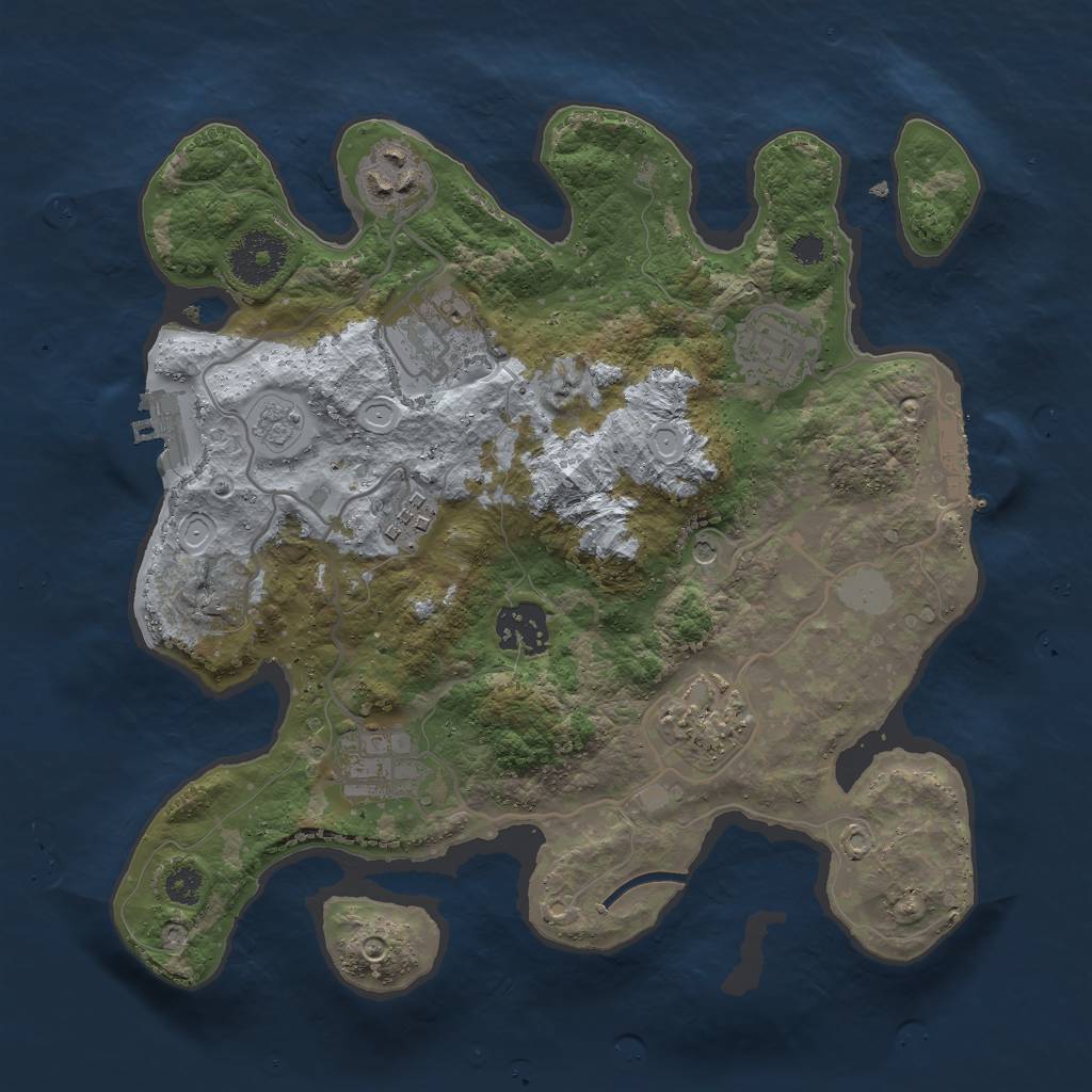 Rust Map: Procedural Map, Size: 3000, Seed: 2464, 16 Monuments