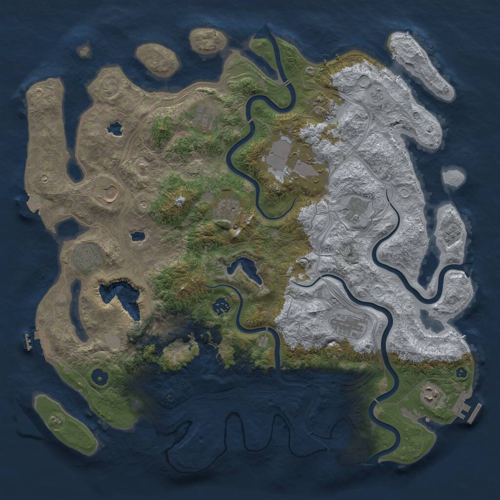 Rust Map: Procedural Map, Size: 4500, Seed: 671826189, 17 Monuments
