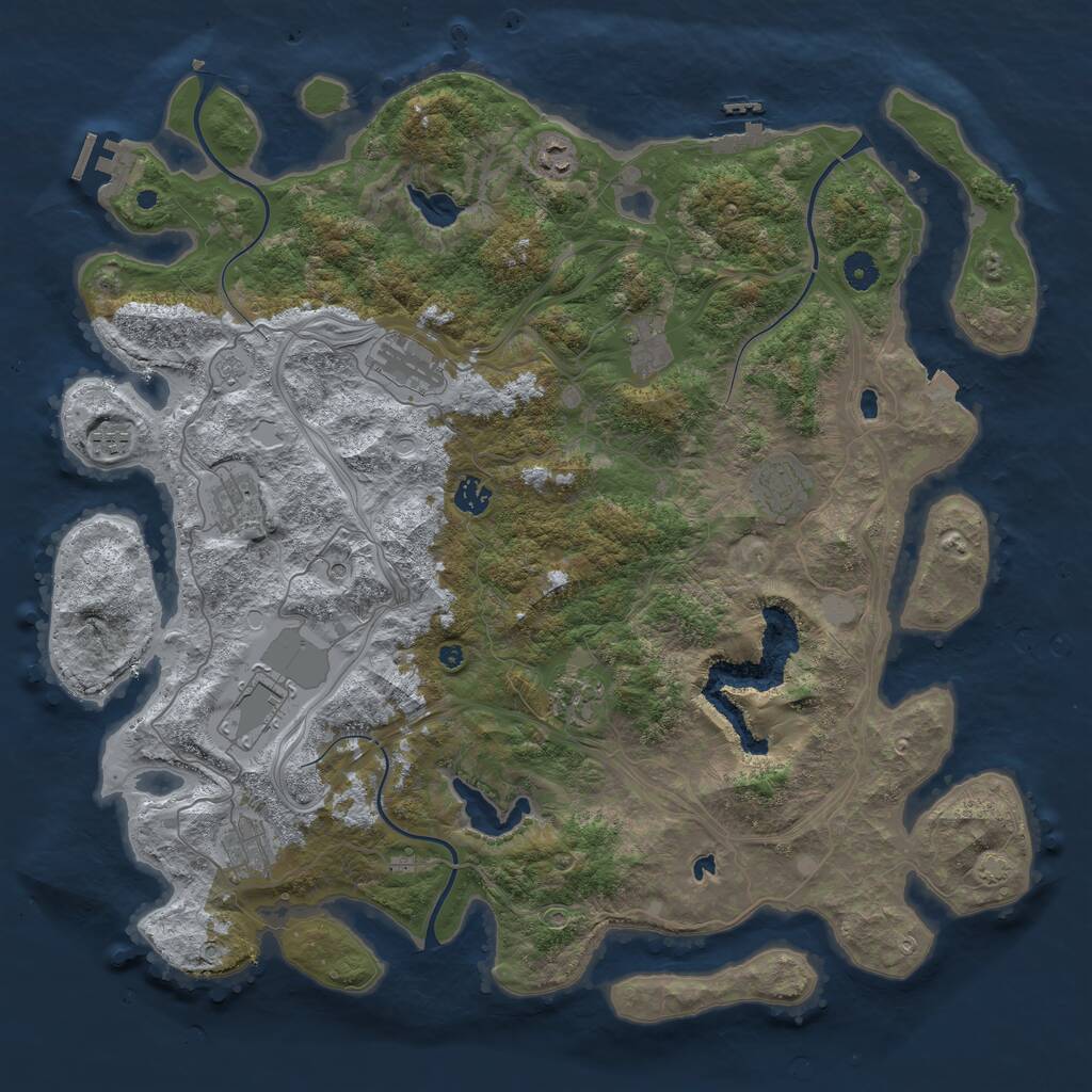 Rust Map: Procedural Map, Size: 4500, Seed: 1797962725, 16 Monuments