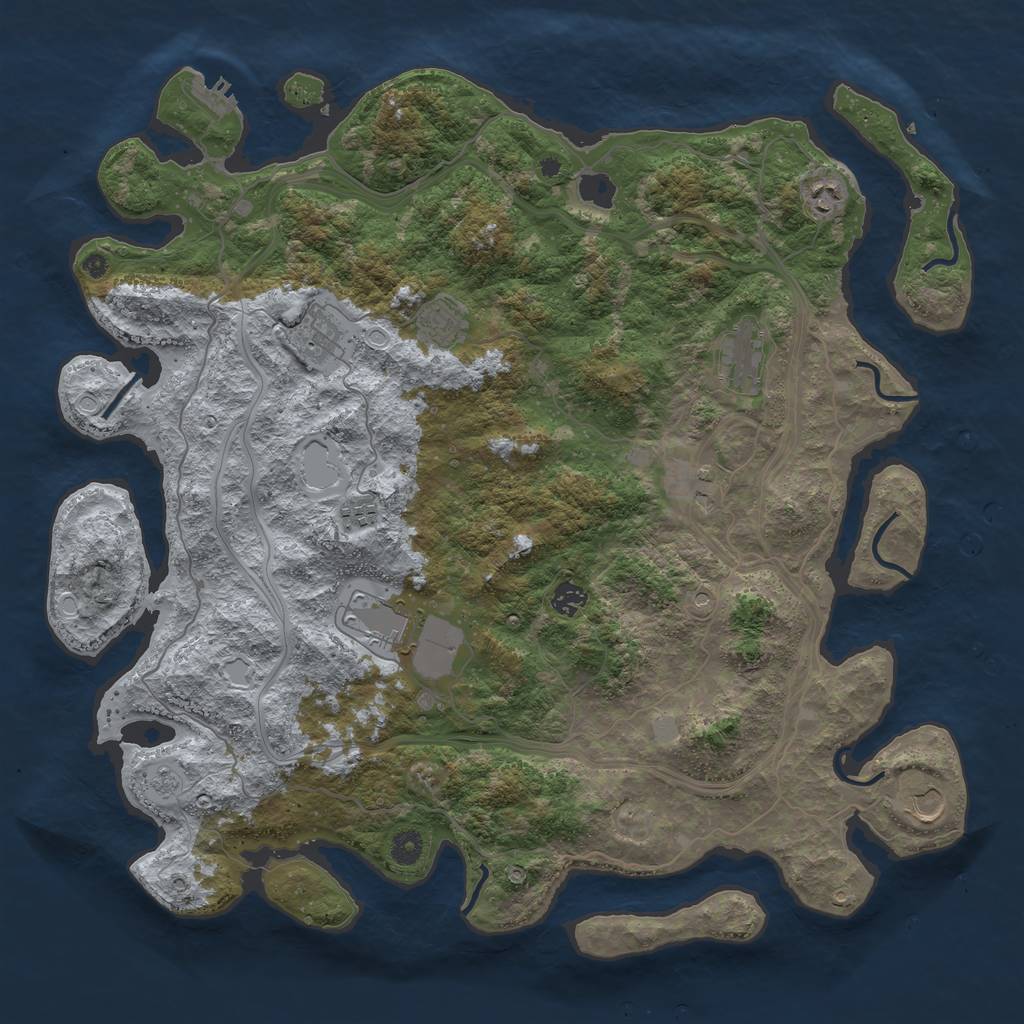 Rust Map: Procedural Map, Size: 4500, Seed: 1797962725, 17 Monuments