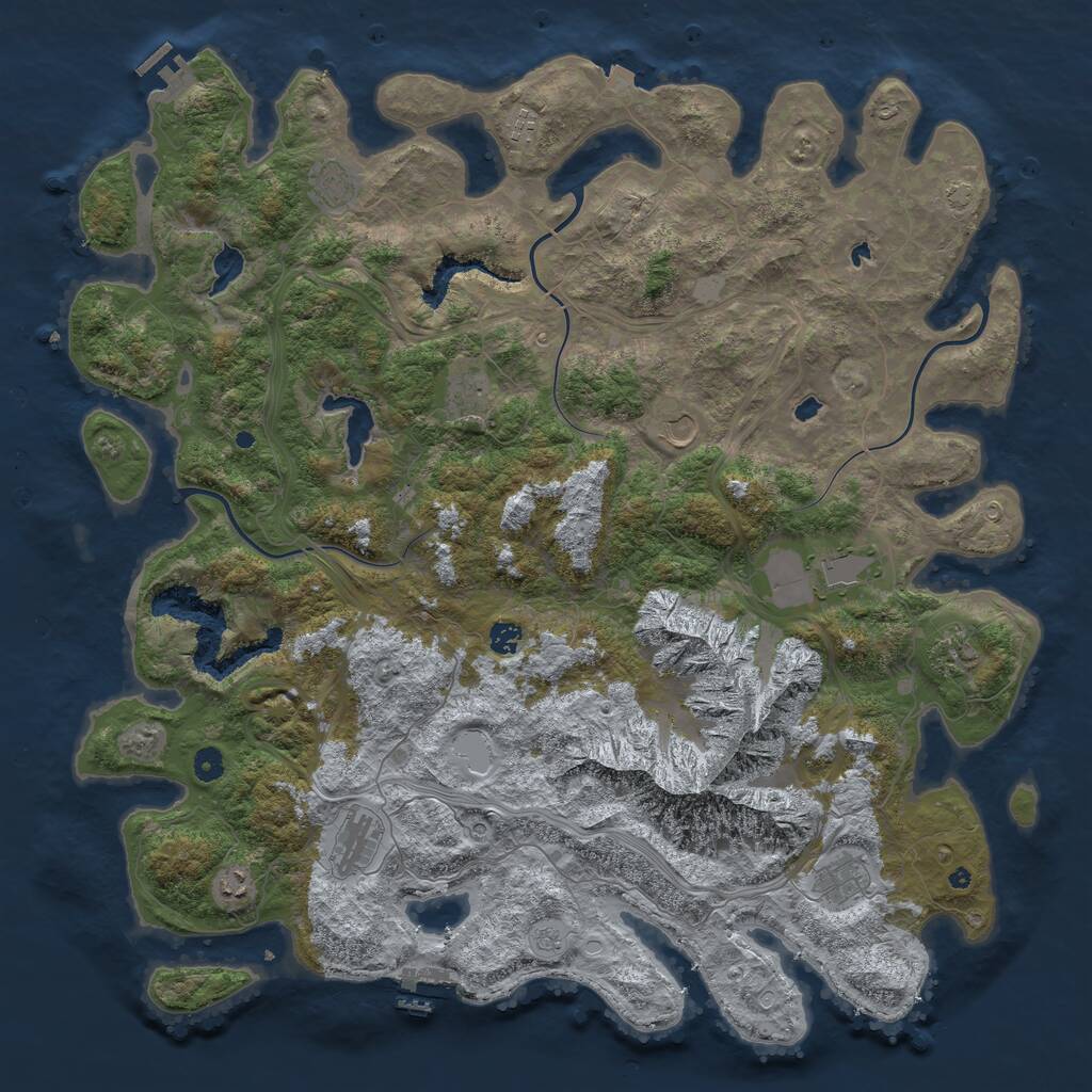 Rust Map: Procedural Map, Size: 5000, Seed: 3845691, 16 Monuments