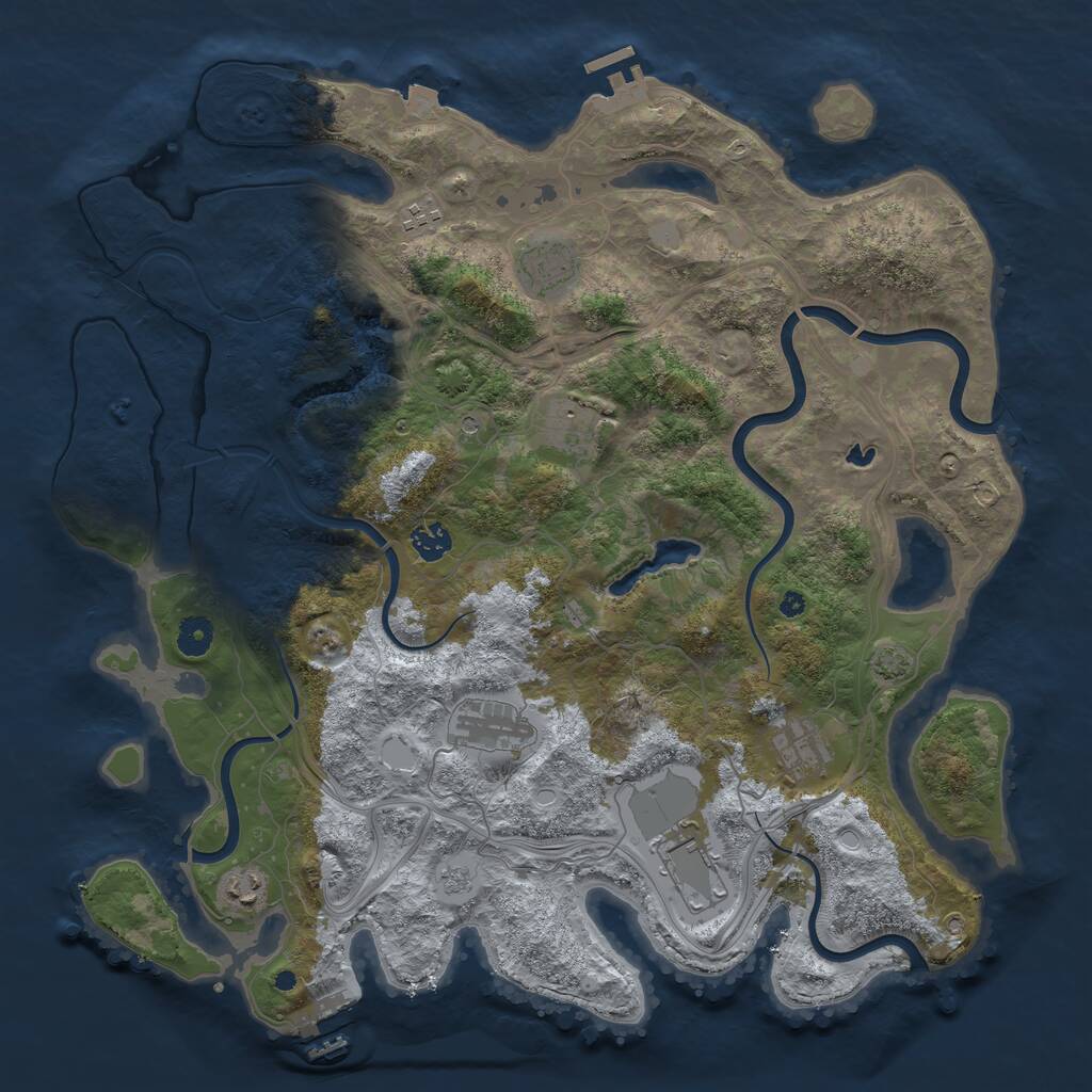 Rust Map: Procedural Map, Size: 4250, Seed: 574027214, 14 Monuments