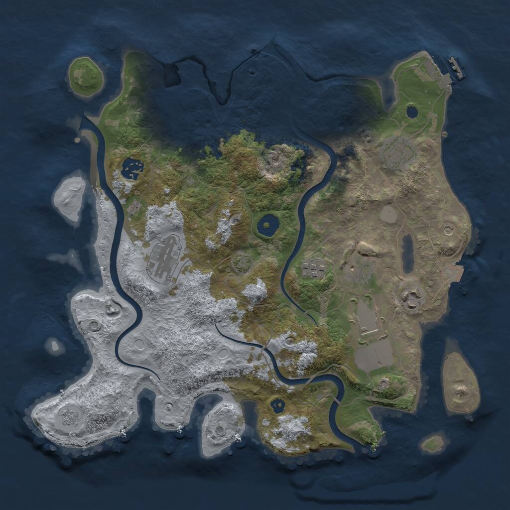Rust Map: Procedural Map, Size: 3500, Seed: 71665, 12 Monuments