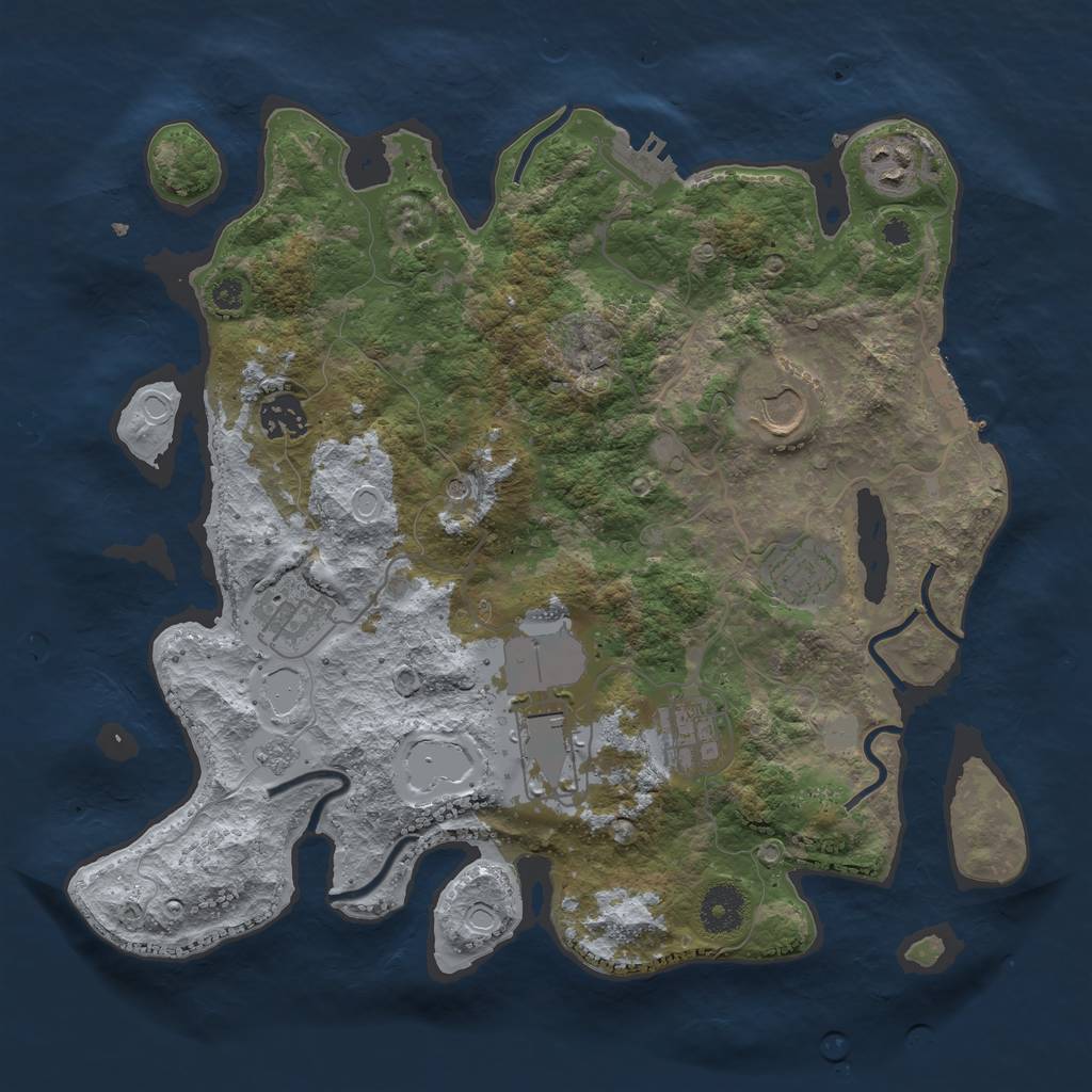 Rust Map: Procedural Map, Size: 3500, Seed: 71665, 16 Monuments