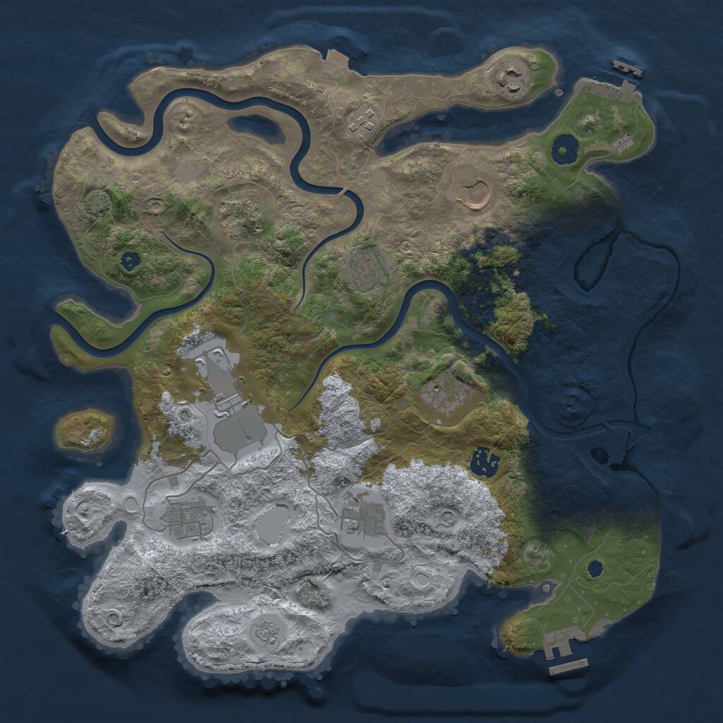Rust Map: Procedural Map, Size: 3700, Seed: 1666807785, 16 Monuments