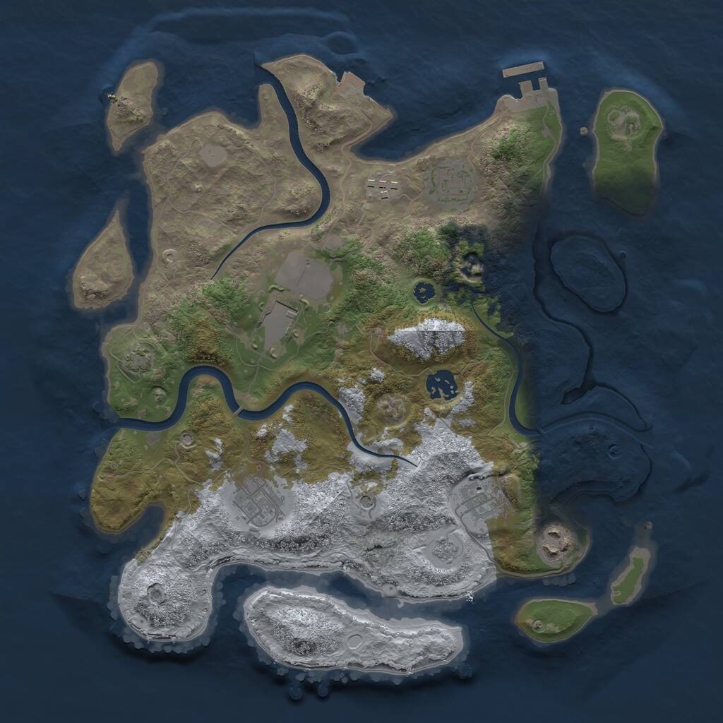 Rust Map: Procedural Map, Size: 3500, Seed: 748078387, 12 Monuments