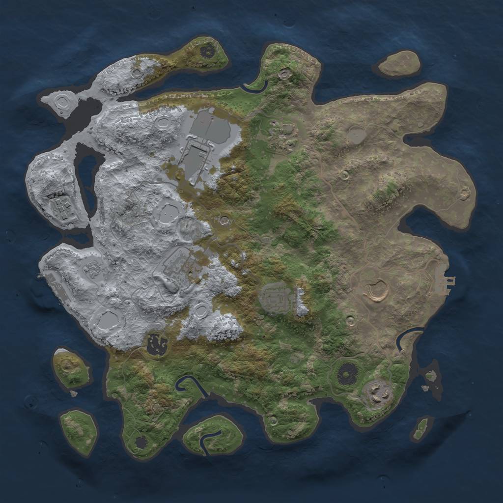 Rust Map: Procedural Map, Size: 3500, Seed: 1594168100, 17 Monuments