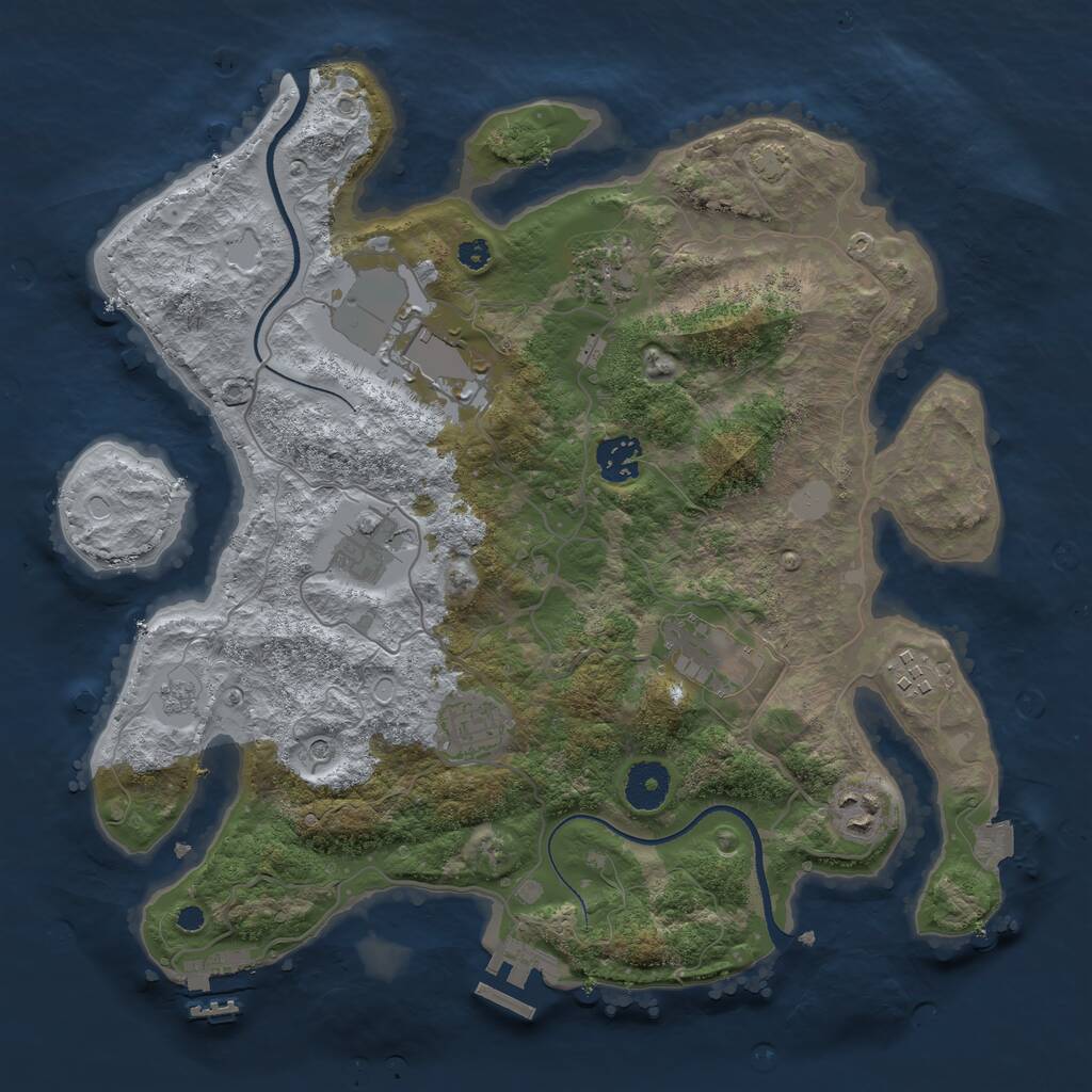 Rust Map: Procedural Map, Size: 3500, Seed: 926712091, 14 Monuments