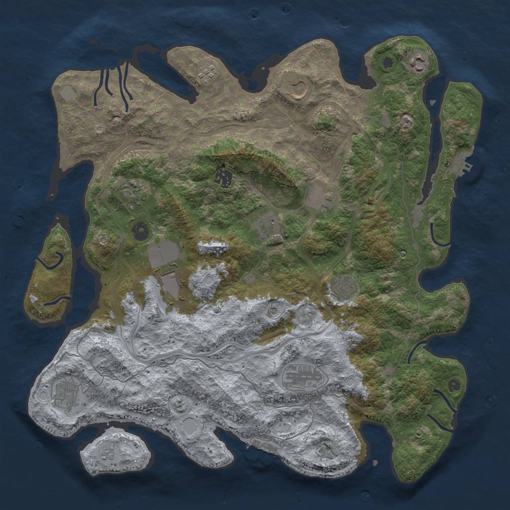 Rust Map: Procedural Map, Size: 4250, Seed: 202771946, 20 Monuments